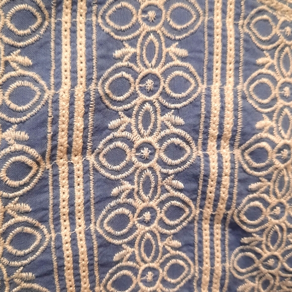 Loft Blue/White Embroidered Shorts size 8 - Picture 7 of 11